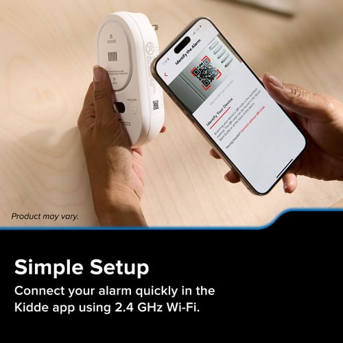 Simple setup. Connect your alarm quickly in the Kidde app using 2.4 GHz Wi-Fi.