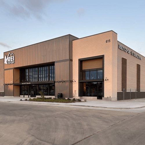 The front of the REI store in College Station, Texas