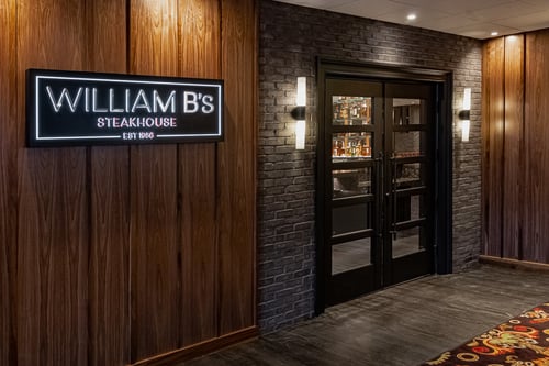 Front entrance for William B's Steakhouse at Par-A-Dice Casino.