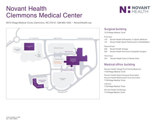 Campus map for Clemmons Medical Center