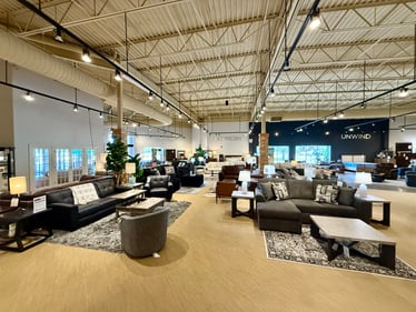 Leather sofa at Slumberland Furniture Champaign.