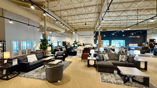 Leather sofa at Slumberland Furniture Champaign.