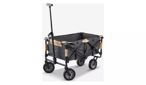 black foldable cart with wheels for camping