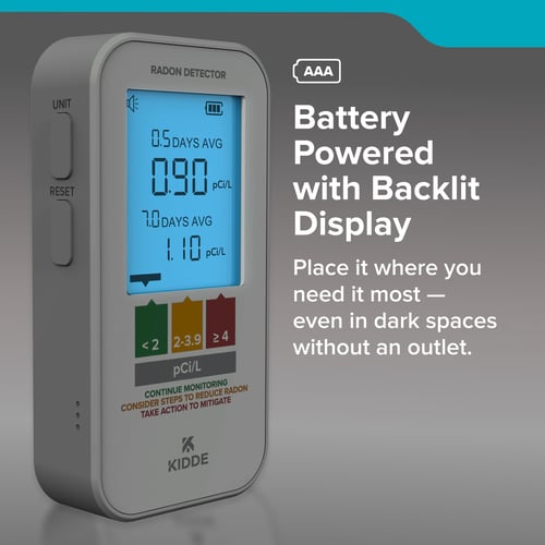 Battery Powered with Backlit Display, Place it where you need it most —  even in dark spaces without an outlet.