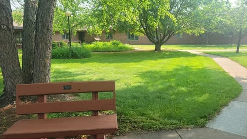 exterior photo of a courtyard on the Duroy Terrace complex