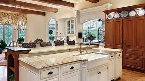 Kitchen with custom countertops