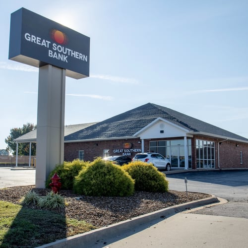 Outside of Great Southern Bank building.