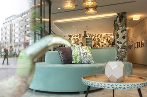 Hotel lobby: modern design meets cosy atmosphere