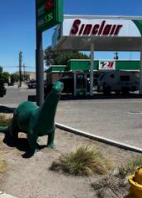 Sinclair gas station fueling island and DINO statue