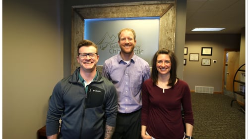 Our Bozeman Chiropractors at GVC have been are listed (left to right) Dr. David Dalgardno, D.C., Dr. Dustin Rising, D.C., Dr. Rachel Rising, D.C.  Our clinic has been awarded Bozeman's Choice Chiropractor for 5 years in a row!