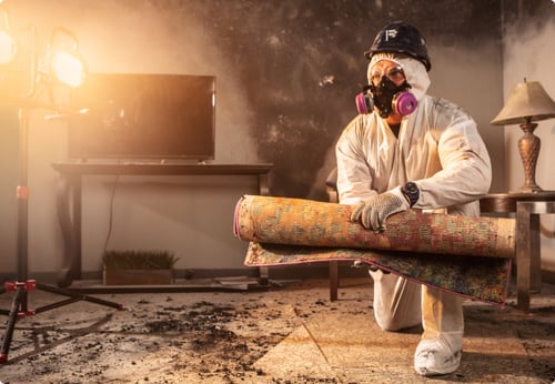 Le service de restauration après incendie collecte les meubles endommagés