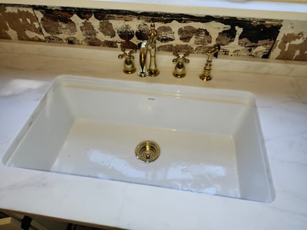 A widespread faucet installed by bluefrog Plumbing in NE Portland