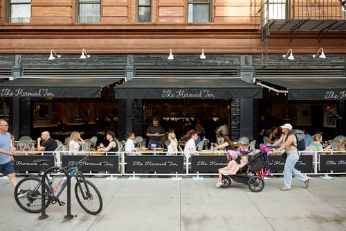 Outdoor dining at The Mermaid Inn