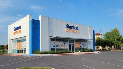 Storefront at Stanton Optical store Brownsville, TX 78520