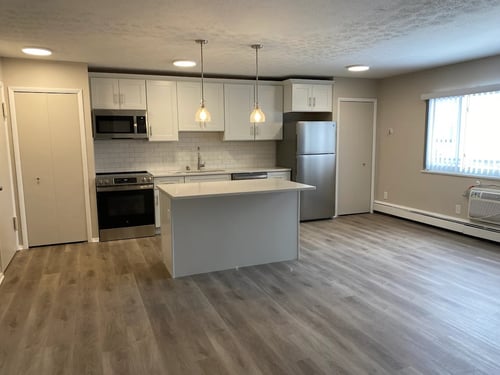 Fully Equipped Kitchen with expansive windows at Cedarwood Estates Apartments, Willoughby, OH, 44094