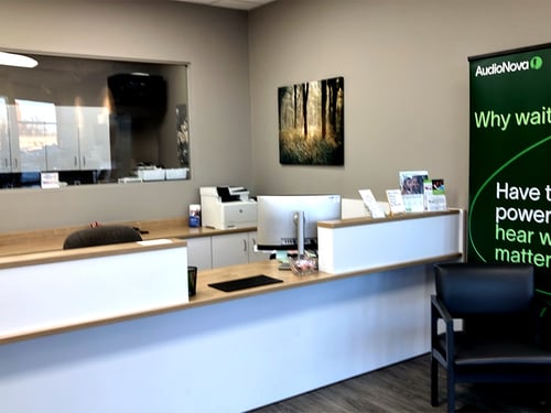 Image of reception desk for AudioNova in Fairview Park, OH