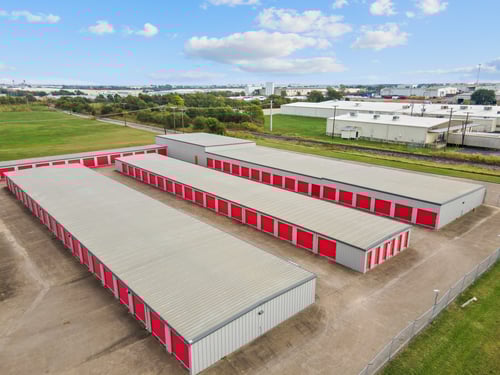 Aerial view of drive up storage units in Waco, TX