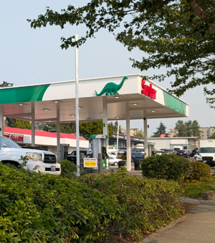 Sinclair gas station fueling island.