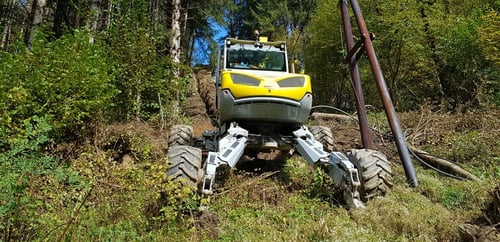 Gerlinger Erdbau - Wasserbau - Schreitbagger in Grein