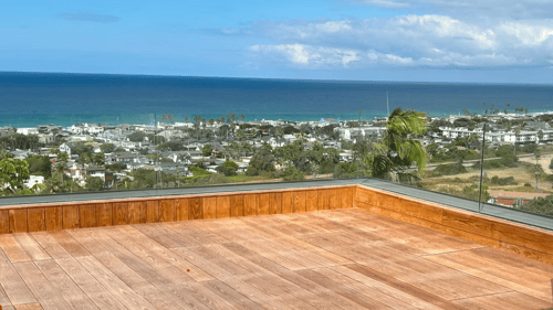 Large patio enclosed by glass