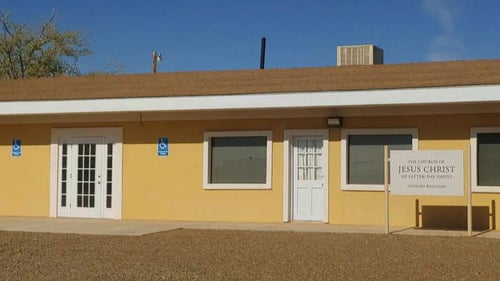 The Church of Jesus Christ of Latter-day Saints meetinghouse in Big Water, Utah, where members gather for worship and service