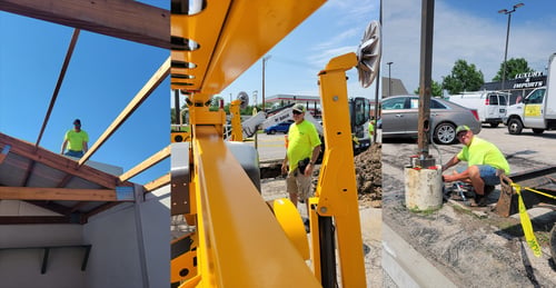 Crockett Electric team working on a commercial project in Leavenworth, County.