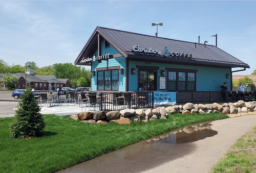 Storefront of the Caribou Coffee at 2404 Mounds View Blvd in Mounds View