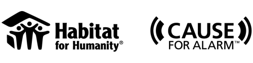 Habitat for Humanity and Cause for Alarm logos