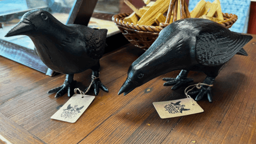 Cast iron crows at Kindred House home decor store in Elizabeth City, NC.