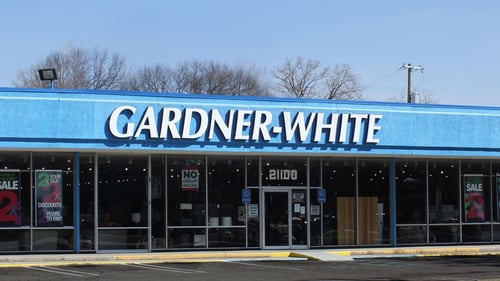The storefront for Gardner White's Southfield location.