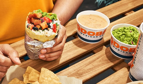 Burritos, bowls and other mexican food menu items at QDOBA