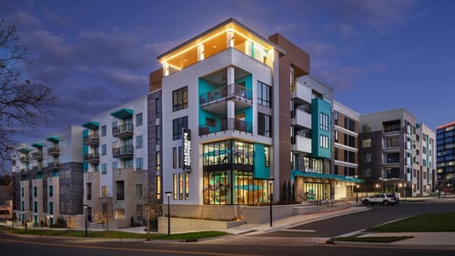 Property Exterior Night View at Link Apartments Montford, Charlotte, NC 28209