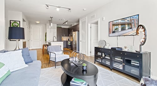 View of living area and kitchen