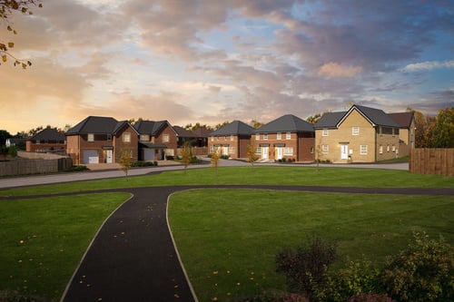 Dusk street scene at Burdon Green