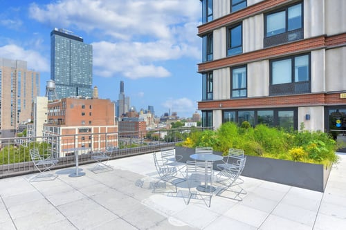 Rooftop Terrace Seating at 535 Carlton Ave Apartments, Brooklyn, 11238