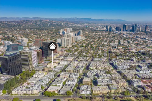 Aerial View of the Location at Ashton Towers Apartments in Los Angeles, CA 90024