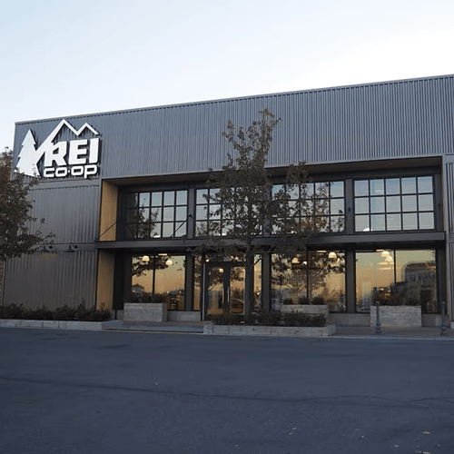 The front of the REI store in Farmington, Utah