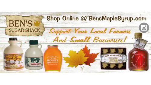 syrup products with company banner