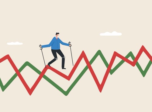 Man navigating market volatility and risk