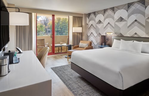 King guest room with balcony at Emory Conference Center Hotel in Atlanta GA