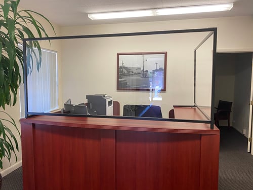 White walls with brown desk