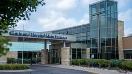 exterior photo of main entrance to Aspirus Langlade Hospital and Aspirus Antigo Clinic in Antigo, WI