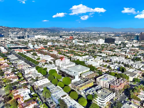 Aerial View of Beverly Wooster Apartments in Los Angeles, CA 90035