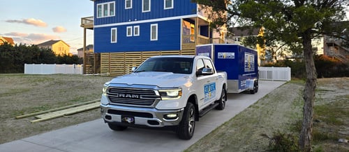 Atlantic Elevators installing an elevator in a new construction home on the Outer Banks