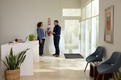 People discussing fire safety
