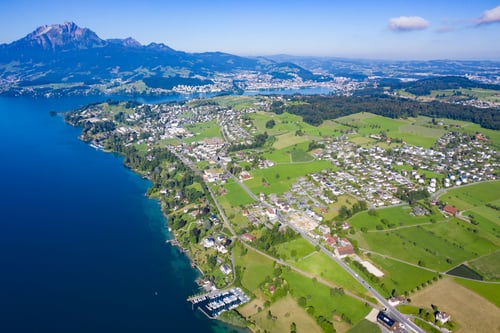 Luftbild Meggen mit Pilatus