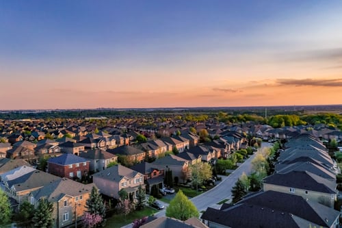 Aerial view of homes in a neighborhood