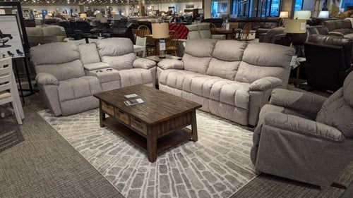 Amery Slumberland Furniture sofa, loveseat, chair, and coffee table