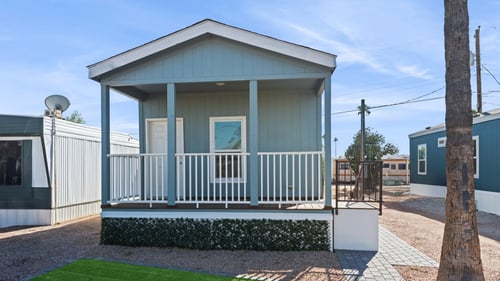 Model home exterior at Desert Valley Oasis MHC in Mesa, AZ.