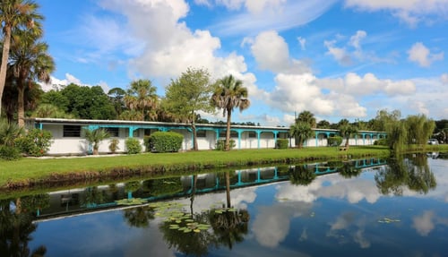 Apartment building with lake view at Golden Shores of Jacksonville in Jacksonville, FL 32211